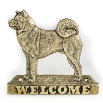 OEM Akita, Akita Inu - Cartel De Puerta Con Un Perro, Placa De Bienvenida De Lat&oacute;n, Cartel &Uacute;nico Con La Inscripci&oacute;n Welcome De Art-dog