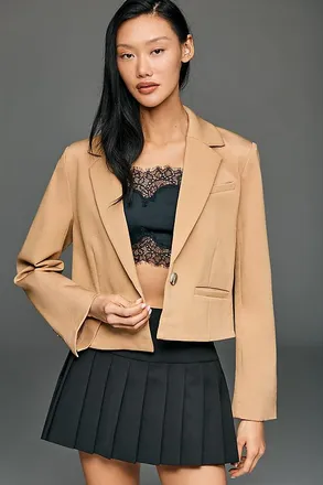 Maeve Crop Knit Blazer Jacket