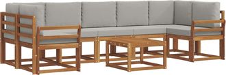 vidaXL Conjunto De Sof&aacute;s De Exterior 8 Uds. Gris Natural Y Claro Vidaxl