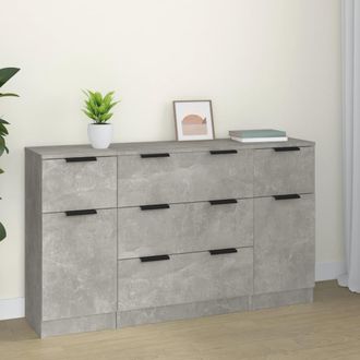 vidaXL Vidaxl - Set De Aparador 3 Piezas Madera Contrachapada Gris Hormig&oacute;n