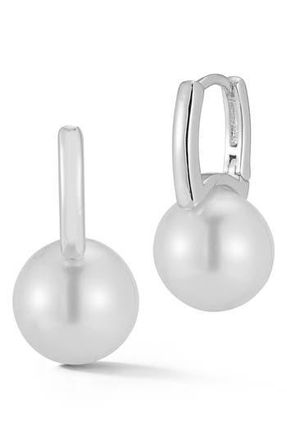 Glaze Jewelry Faux Pearl Hoop Earrings in Silver at Nordstrom Rack