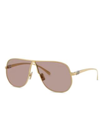 Miu Miu Eyewear geometric-frame sunglasses - women - Metal - 66 - Gold