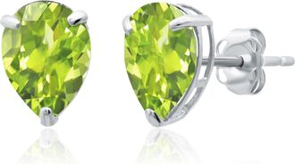 MAX + STONE 14k Yellow or White Gold Teardrop 8mm Gemstone Pear Shape Stud Earrings