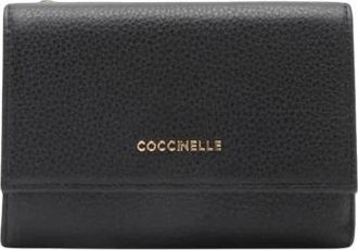 Coccinelle Metallic Soft Wallet - Dames - Portefeuilles - Zwart - ONE Size - Leer - Accessoires