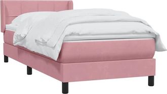 vidaXL Cama Box Spring Con Colch&oacute;n Terciopelo Rosa 80x220 Cm Vidaxl