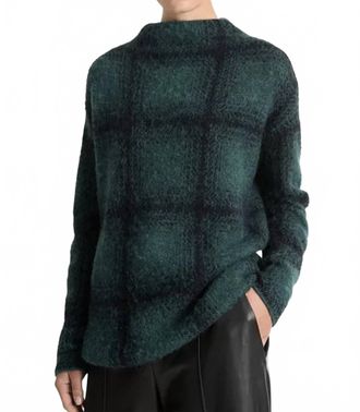 Vince Shadow Plaid Funnel Neck Sweater In Multicolor