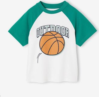 Vertbaudet T-Shirt mit Kontrast&auml;rmeln und Recycling-Baumwolle Jungen gr&uuml;n