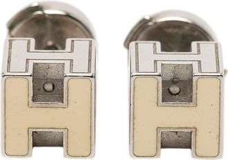 Herm&egrave;s Pre-owned Hermes Palladium Plated Cage D H Cube Earrings Ladies H1AKJIMBV6U7LDKS