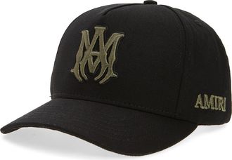 Amiri MA Logo Cotton Canvas Snapback Baseball Cap in Black at Nordstrom