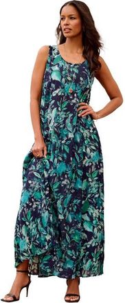 Roaman's Hand Crinkled Sleeveless Dress in Teal Petunias Floral at Nordstrom, Size 32