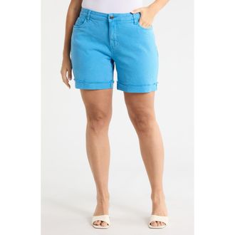 Kut from the Kloth Catherine Mid Rise Denim Boyfriend Shorts in Bahamas Blue at Nordstrom Rack, Size 24W