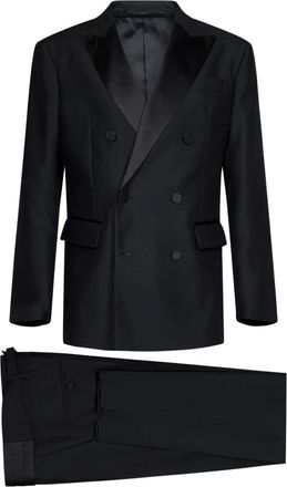 Dsquared2 Zwart Double-Breasted Pak - Heren - Business pakken - Zwart - 2XL - Satijn - Kostuums