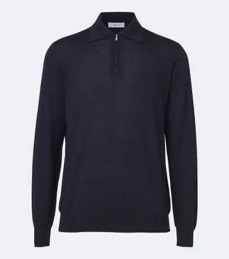 Lardini Wool, silk, and cashmere polo sweater