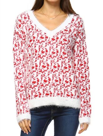 White Mark Womens Leopard Sweater In Red