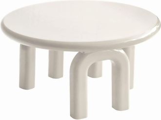 Oviala Mesa de centro redonda de 80 cm en MDF lacado en blanco