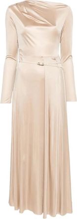 Fabiana Filippi Viscose Jurk - Dames - Feestkleedjes - Beige - M - Kleedjes