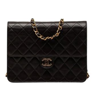 Chanel Pre-owned Quilted Lambskin Crossbody Bag - Dames - Pre-owned - Zwart - Maat: ONE Size Leer