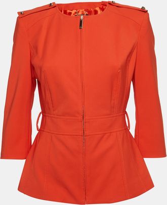 Elisabetta Franchi Orange Crepe Zip-Up Jacket