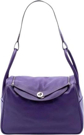 Herm&egrave;s Pre-owned Lindy 34 - Dames - Vintage Handtas - Paars - ONE Size - Leer - Vintage