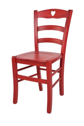 Tommychairs Tommychairs - Sedia Modello Cuore Per Cucina Bar E Sala Da Pranzo, Robusta Struttura In Legno Di Faggio Verniciata In Anilina Rossa E Seduta In Legno