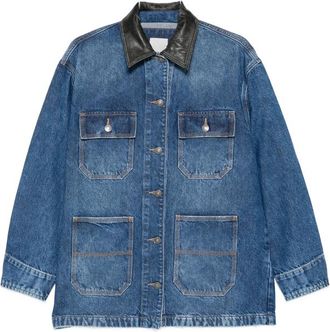 SIMKHAI Leather-collar Denim Jacket