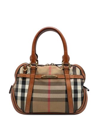 Burberry Borsa a tracolla Bridle Orchard piccola in tela con motivo House Check e finiture in pelle 2000-2017 - Marrone