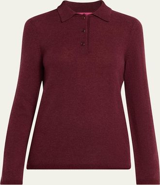 The Elder Statesman Laurel Cashmere Long-Sleeve Polo Sweater