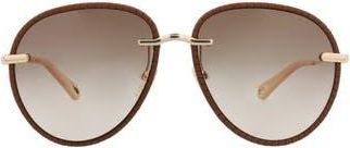 Chlo&eacute; 57mm Round Gradient Sunglasses in Gold Gold Brown at Nordstrom Rack