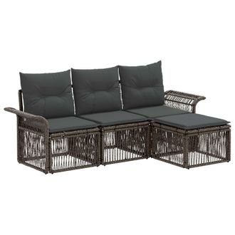 vidaXL Conjunto De Sof&aacute;s De Jard&iacute;n 4 Pcs Gris Rat&aacute;n Sint&eacute;tico Vidaxl