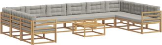 vidaXL Conjunto De Sof&aacute;s De Exterior 11 Uds. Blanco Y Gris Claro Vidaxl