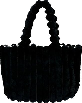 Generic Large Capacity Tote Bag Furry Shoulder Carryall for Women Stylish Spacious Daily Use (Black, One Size)