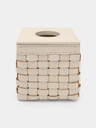 Riviere Woven Leather Tissue Box