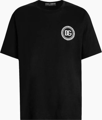 Dolce & Gabbana Mens Dolce & Gabbana Cotton Logo Patch T-Shirt in Black - Size: 44