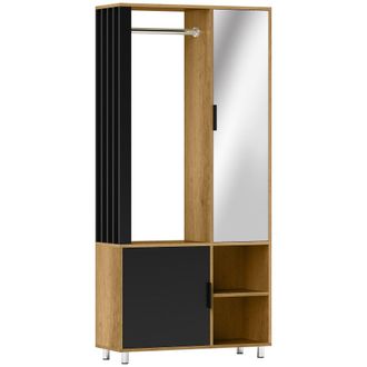 HOMCOM Armario ropero 80x30x170 cm natural y negro