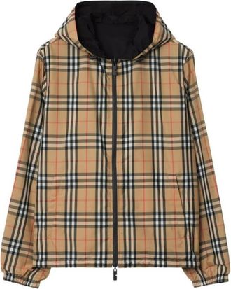 Burberry Reversible Check Newport Hooded Jacket, Size Medium