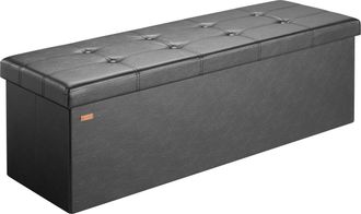 Deuba Casaria Ba&uacute;l Banco Con Espacio De Almacenamiento Plegable Moderno Tapizado Resistente Pasillo Dormitorio Arc&oacute;n Tapizado Xl - Negro