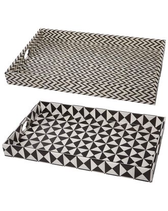 A&B Home Set Of 2 Rectangular Trays