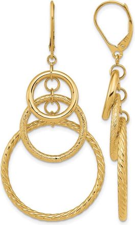 Diamond2Deal 14K Yellow Gold Textured Drop Dangle Earrings