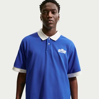 Nike Mens Nike Sportswear Club Oversized Short-Sleeve Polo in Blue | IF0723-480