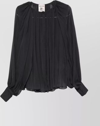 Semicouture long sleeve sheer pleated top