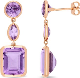 Mimi & Max 11 1/2 CT TGW Rose de France and Amethyst Link Earrings in Rose Plated Sterling Silver