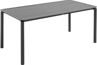 Oviala Mesa de jard&iacute;n rectangular de aluminio negro