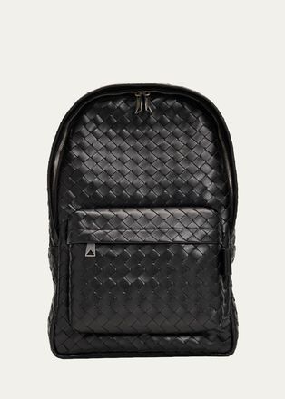 Bottega Veneta Mens Medium Intrecciato Leather Backpack