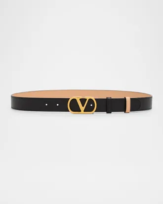 Valentino Garavani VLogo Signature Reversible Leather Belt, 30mm