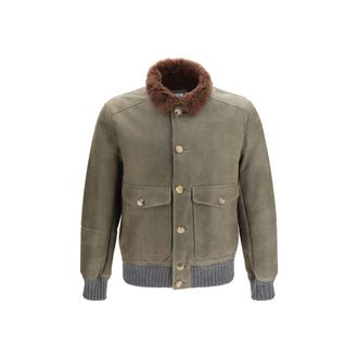 Brunello Cucinelli Bicolor Cashmere Mens Bomber