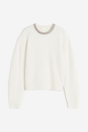 H&M Pullover mit Strassverzierung - White