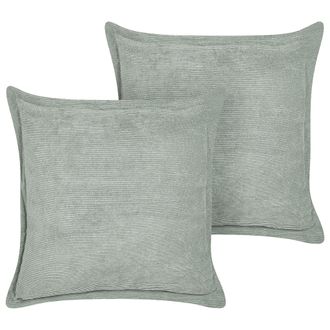 Beliani Conjunto De 2 Cojines De Pana Verde Claro 43 X 43 Cm Sala De Estar Zinnia