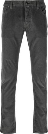 Jacob Cohen Donkergrijze Corduroy Straight Leg Jeans - Heren - Slim Fit Jeans - Grijs - W30 - Jeans