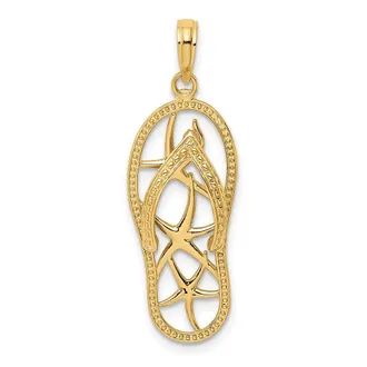 Diamond2Deal 14k Gold Multi Starfish Flip-Flop Charm
