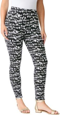 Roaman's Side Pocket Essential Legging in Black Ikat Texture at Nordstrom, Size 44